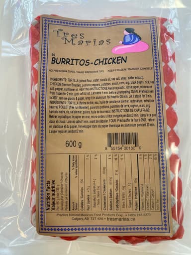 Tres Marias Burritos-Chicken wheat